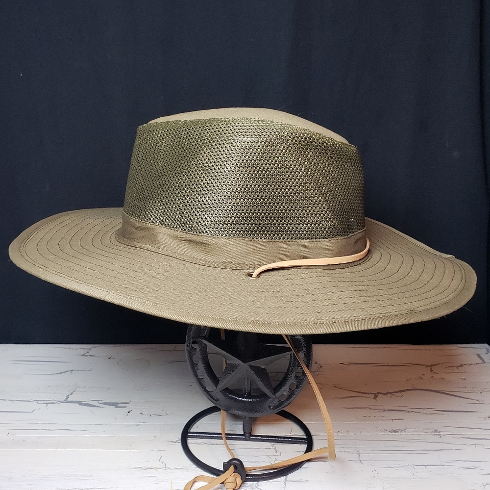 Goldcoast Sunwear 'Stream' Pike Crown Mesh Safari Hat in OD Green - One Size - Picture 4 of 16